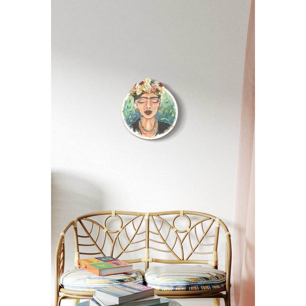 Frida Kahlo-Inspired Embroidery Hoop Art – Hand-Painted Portrait with 3D Flower